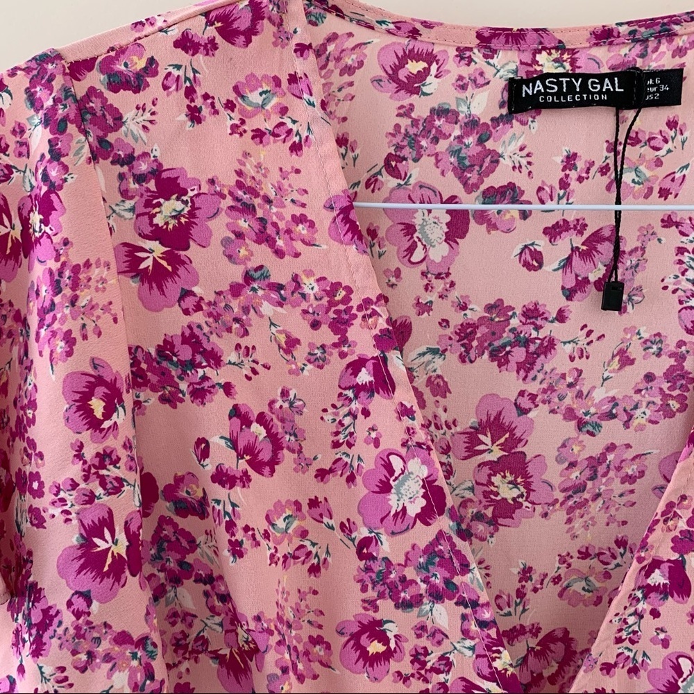 Nasty gal pink floral wrap dress - Picture 2 of 3